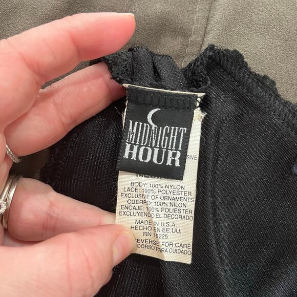 90s Vintage Dark Fairy Lace Black & Gold Bodysuit With Sheer Flouncy Tutu Size M - Picture 7 of 8